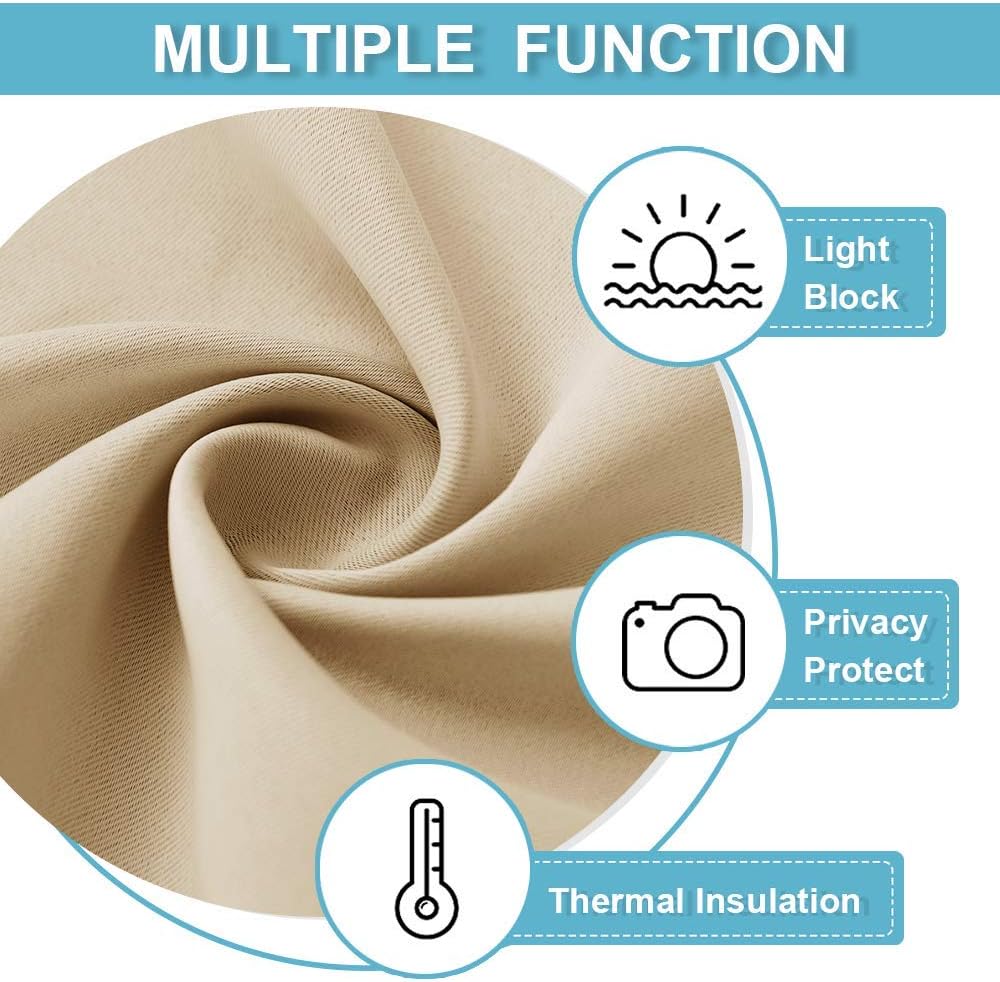 Rybhome RYB HOME Short Curtains for Bedroom, Room Darkening Insulated Summer Heat Light UV Blocking Energy Saving Drapes for Nursery, Width…