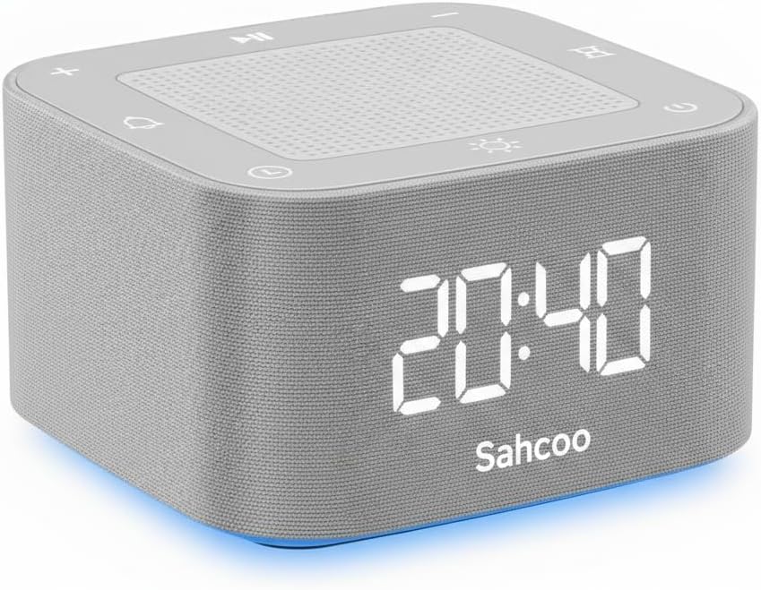 Sahcoo [ 3 in 1] White Noise Sound Machine for Sleeping, Bluetooth Speaker, Alarm Clock, Non-Looping Natural Soothing Sounds Sleep A…