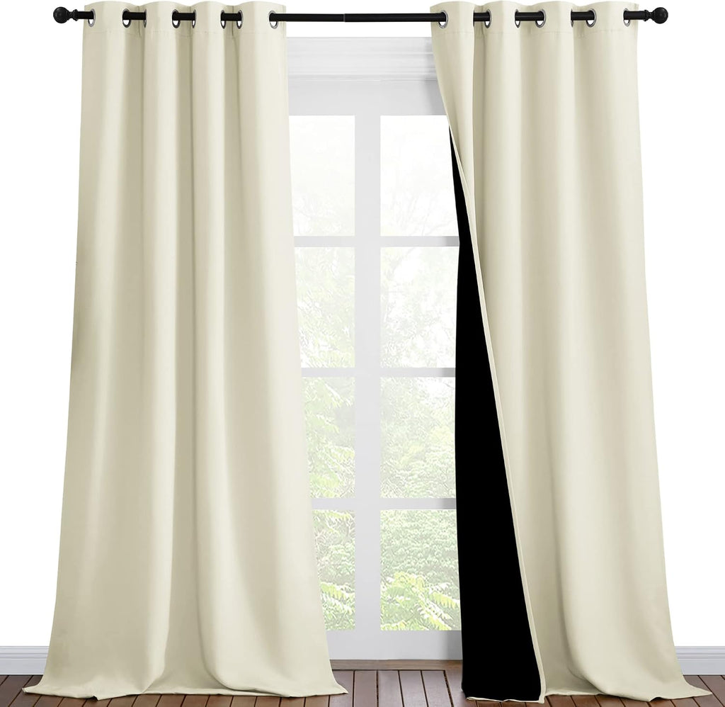 Nicetown Thermal Insulated 100% Blackout Curtains, Noise Reducing Performance Drapes with Black Lining, Full Light Blocking Drapery Panels…