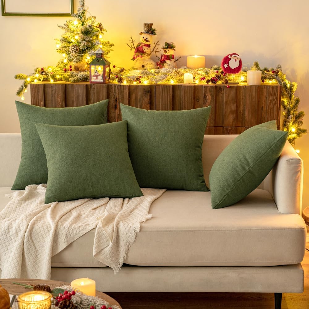 Miulee Pack of 2 Decorative Outdoor Solid Waterproof Throw Pillow Covers Faux Linen Garden Farmhouse Cushion Cases for Patio Tent Balcony C…