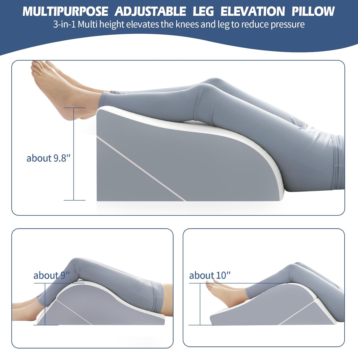 Simpledad 2PCS Leg Elevation Wedge Pillows for Sleeping, Leg Wedge Pillow After Knee Replacement Post Surgery, Leg Wedges for Elevation for…