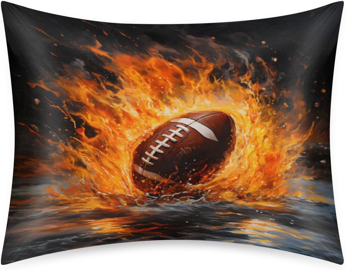 Fire Sports Rugby Satin Pillowcase for Hair and Skin Soft Silk Pillow Cases with Envelope Closure Cooling Pillow Case Slip 15.99 Pillow…