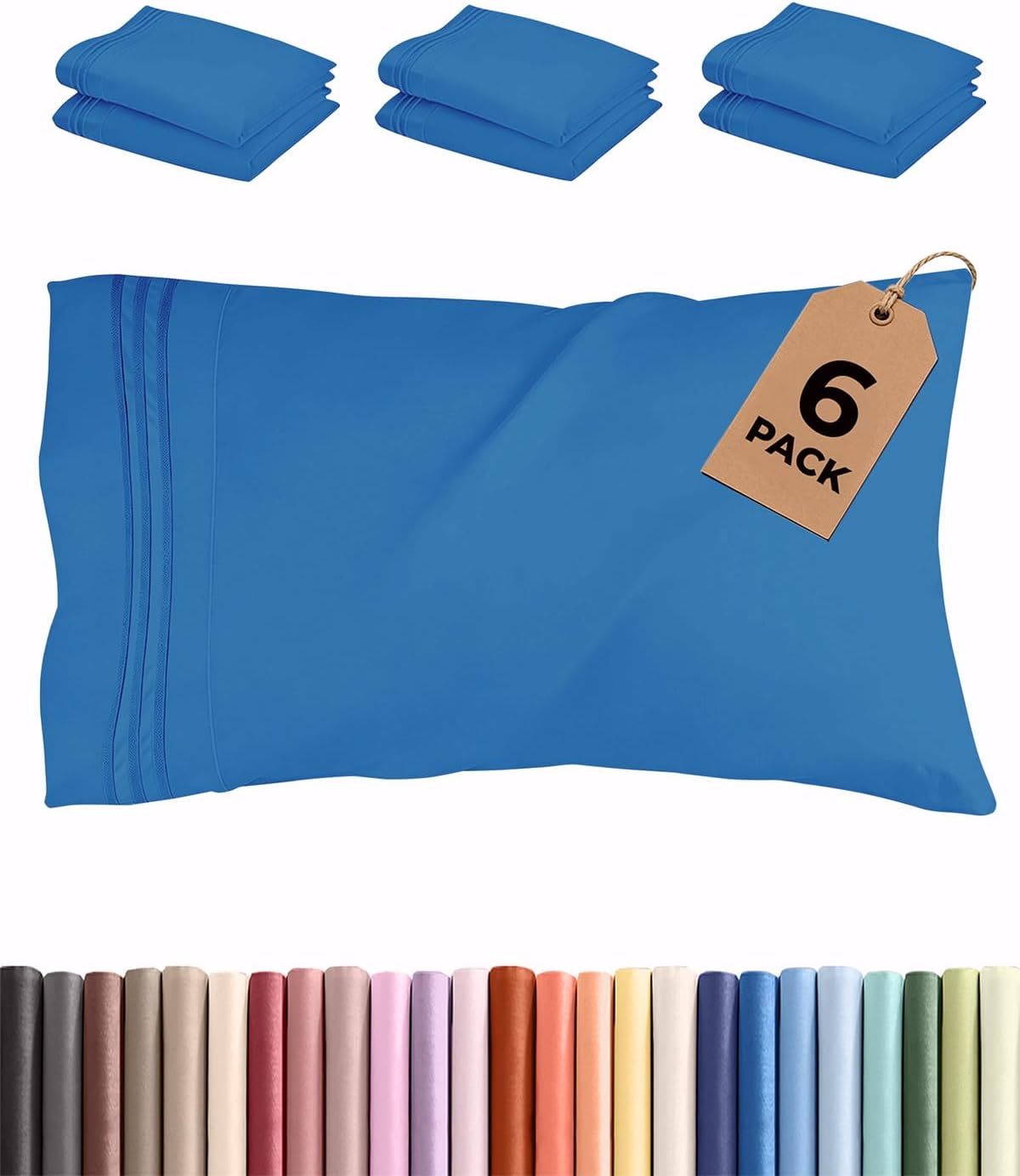 King Standard Pillow Cases Set of 6 - Ultra Soft Hotel Quality Pillowcase Covers - Comfy & Wrinkle Free - Shrink & Fade Resistant…