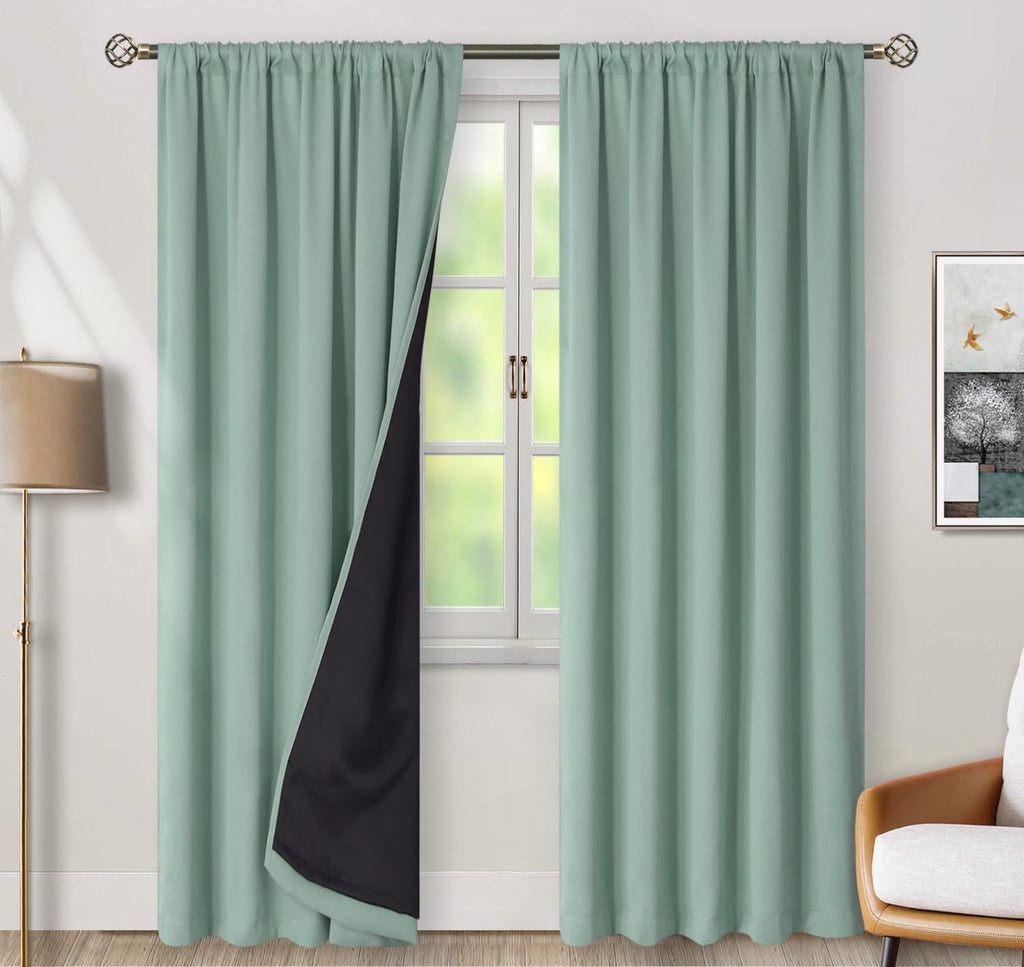 BGment Blackout Curtains with Thermal Insulation Liner Curtains 84 Inches Long, Rod Pocket and Back Tab Double Layer Room Darkening…