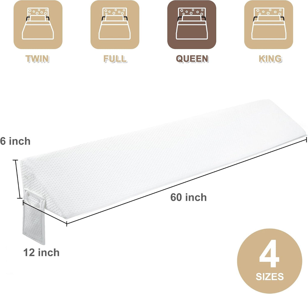 IFNOW Queen Size(60"x6"x10") Bed Wedge Pillow for Headboard, Mattress Gap Filler(0-8"), Bed Wedge for Gap Between Your Headboard and…