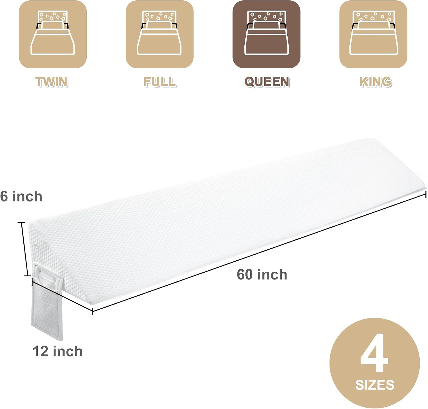 IFNOW Queen Size(60"x6"x10") Bed Wedge Pillow for Headboard, Mattress Gap Filler(0-8"), Bed Wedge for Gap Between Your Headboard and…