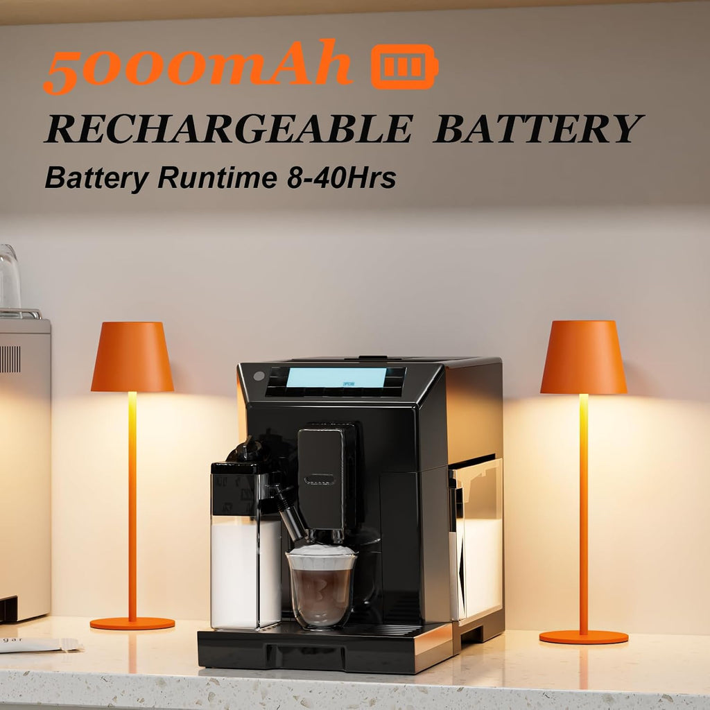 Kakanuo Cordless Table Lamp Rechargeable Orange - KK 2 Pack 5000mAH Battery Operated Lamp for Counter, 3 Color Stepless Dimming Wireless…