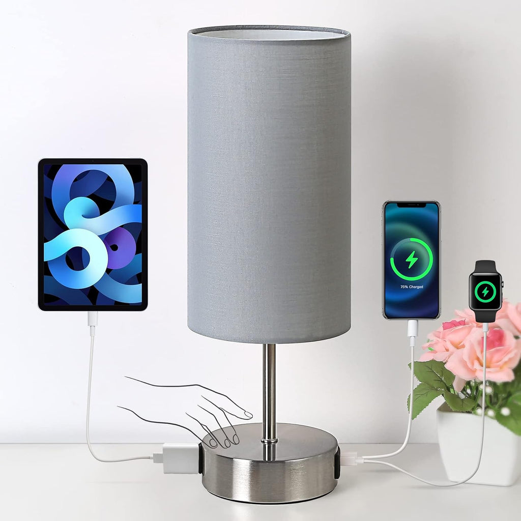 Yarra-Decor 【Upgraded Bedside Lamp with USB A+C Charging Ports & AC Outlet Touch Control Table Lamp for Bedroom 3 Way Dimmable Nightstand…