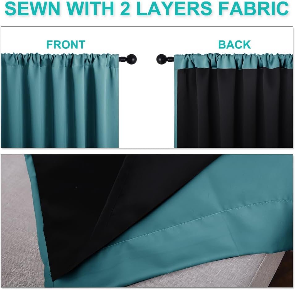 Nicetown 100% Blackout Curtains for Living Room, Privacy Protection & Noise Reducing Drapes, Black Lined Window Treatment Panels for Patio…