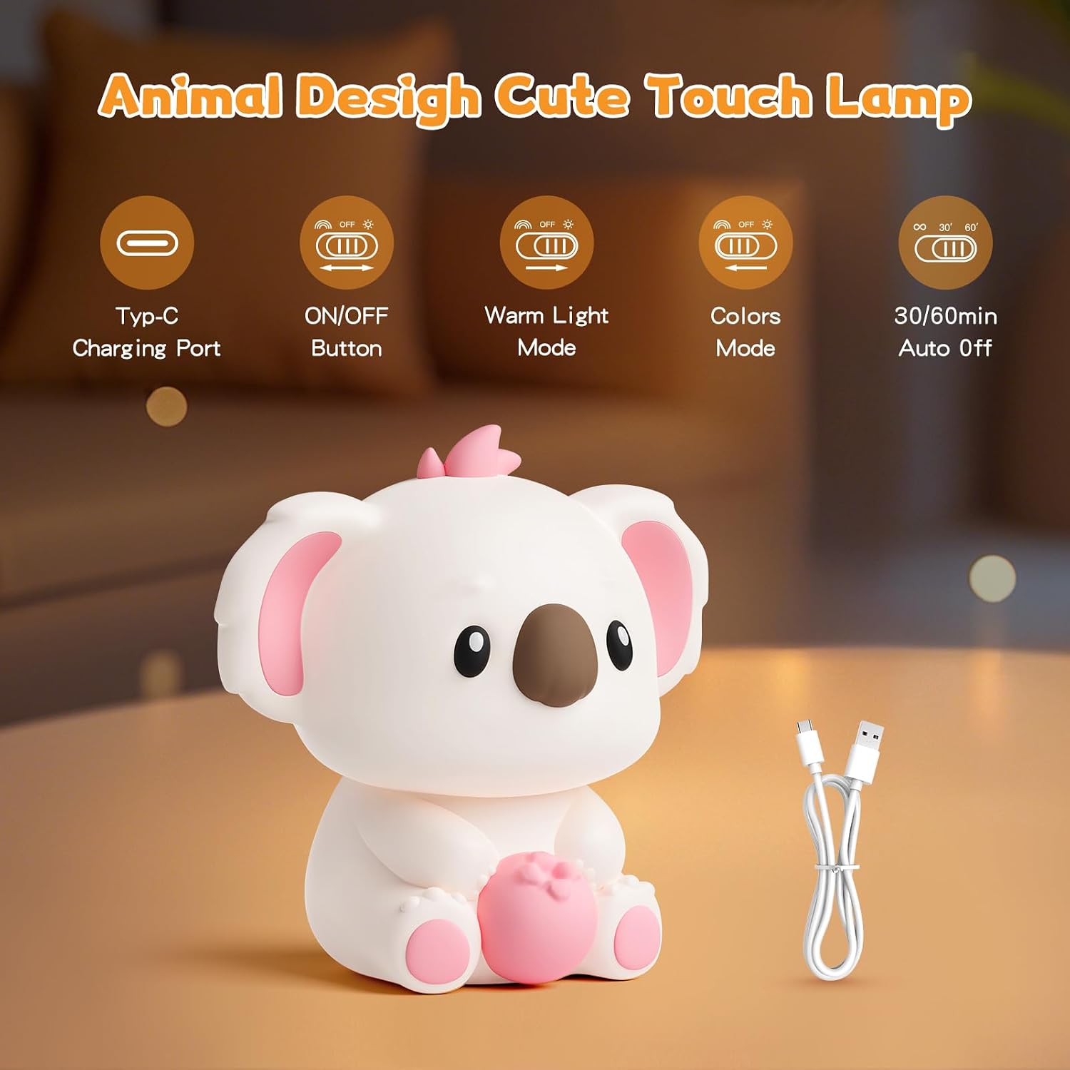 Night Light for Kids | Touch Control LED Lamp with Color Changing Modes | Adjustable Brightness for Nursery, Bedroom, Baby Room | Cute…