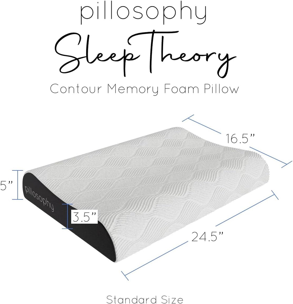 pillosophythetheoryofsleep pillosophy SleepTheory Pillow • Contour Shape • Cervical Neck Support • Memory Foam Core • Washable Outer Cover…