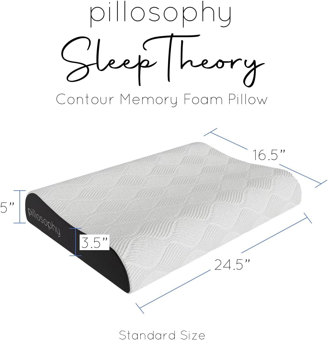 pillosophythetheoryofsleep pillosophy SleepTheory Pillow • Contour Shape • Cervical Neck Support • Memory Foam Core • Washable Outer Cover…