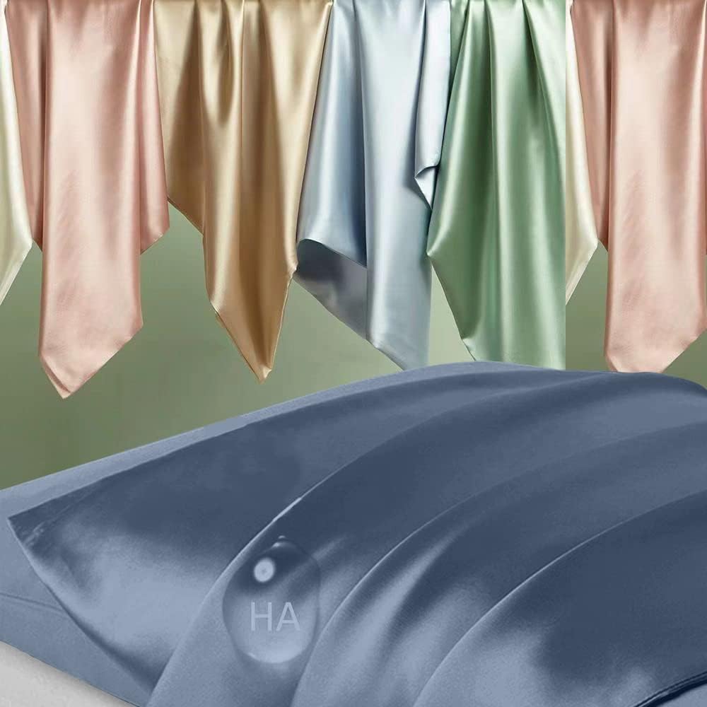 Home Silk Pillow Cases 2 Pack, Mulberry Silk Pillowcases Standard Set of 2, Soft, Smooth, Anti Acne, Beauty Sleep, Both Sides Natural Silk…
