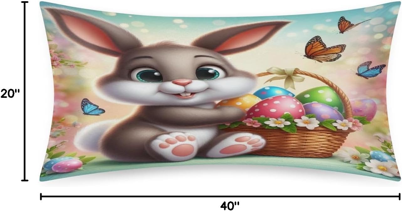 Happy Easter110 Satin Silk Pillowcase for Hair and Skin Pillow Cases Standard Size Soft Silk Pillow Case with Envelope Closure Print…