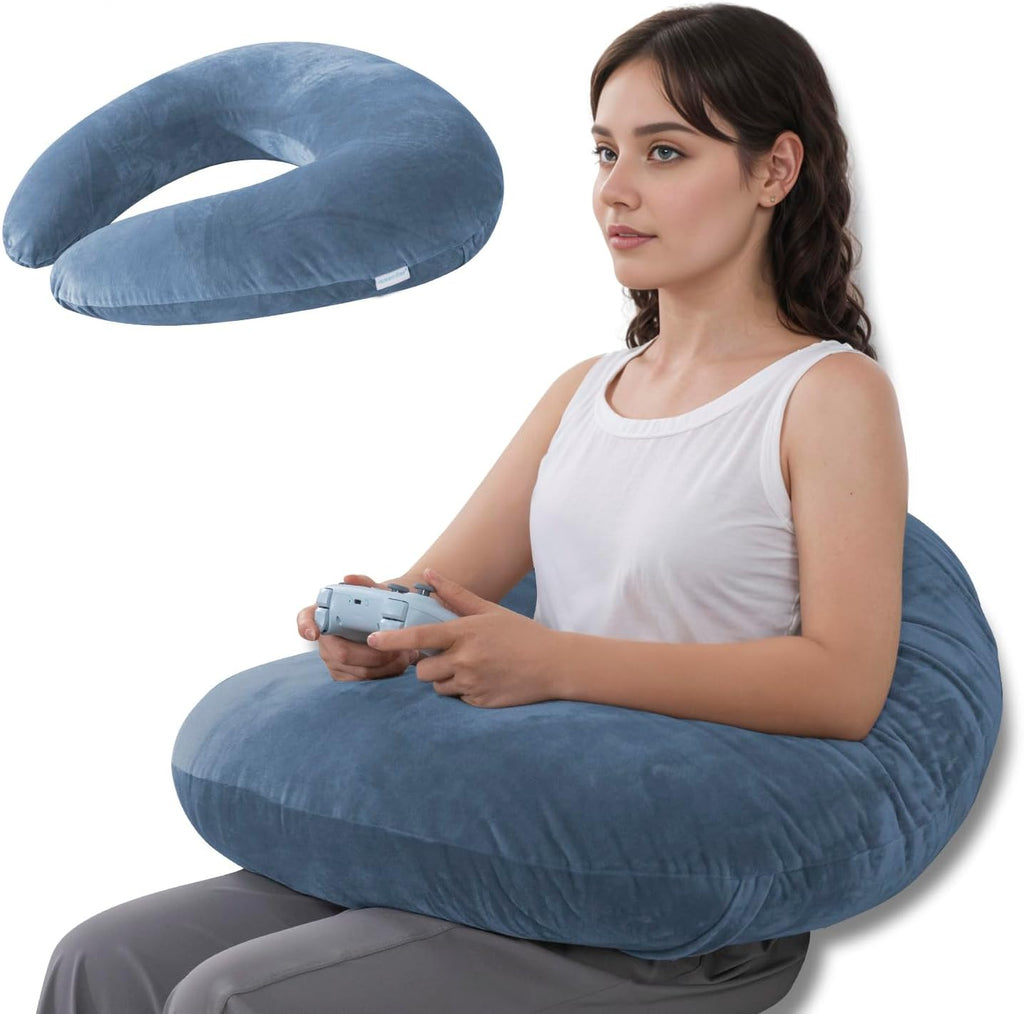 QUEEN ROSE Reading Pillow, Gaming Pillow for Lap, Sitting in Bed or Sofa, Extra Arm Rest for Reading, Playing or Crocheting, Soft Velvet…