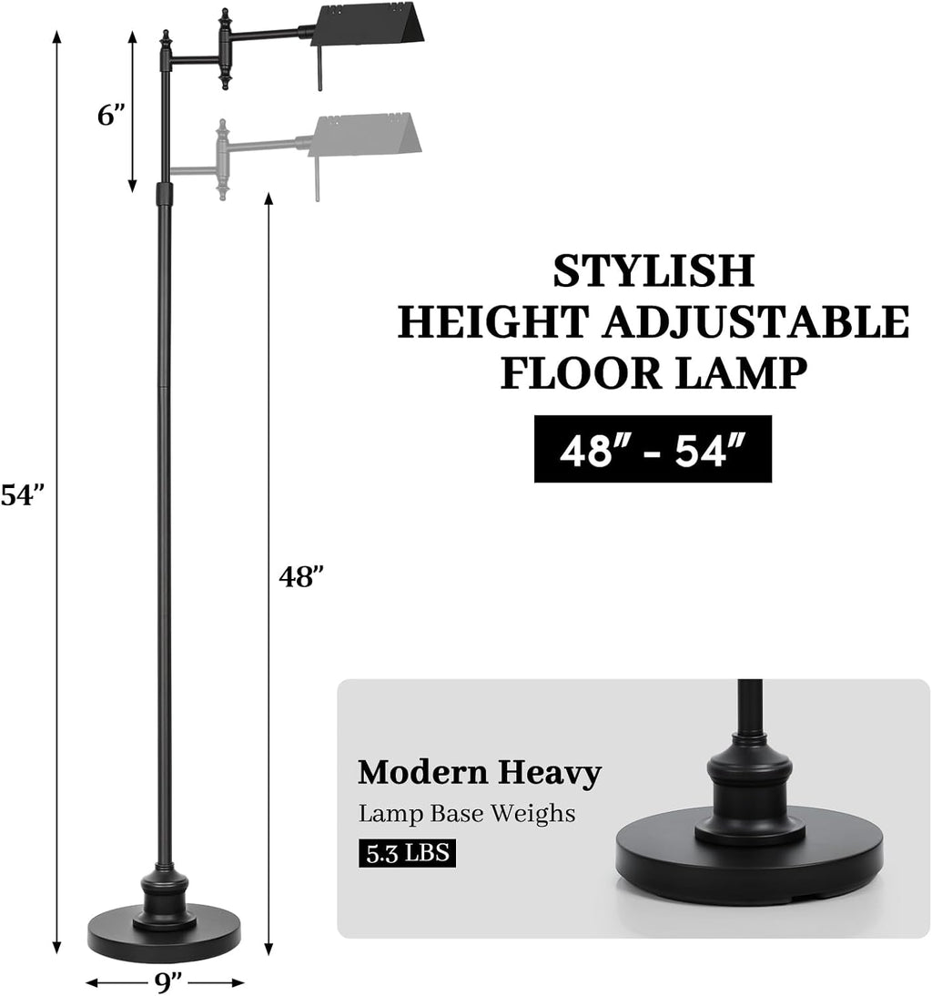 Bairth Dimmable Pharmacy Floor Lamp with Remote, 17W LED Reading Floor Lamp with 360°Swing Arm, 3 Color Temperature, Height Adjustable…