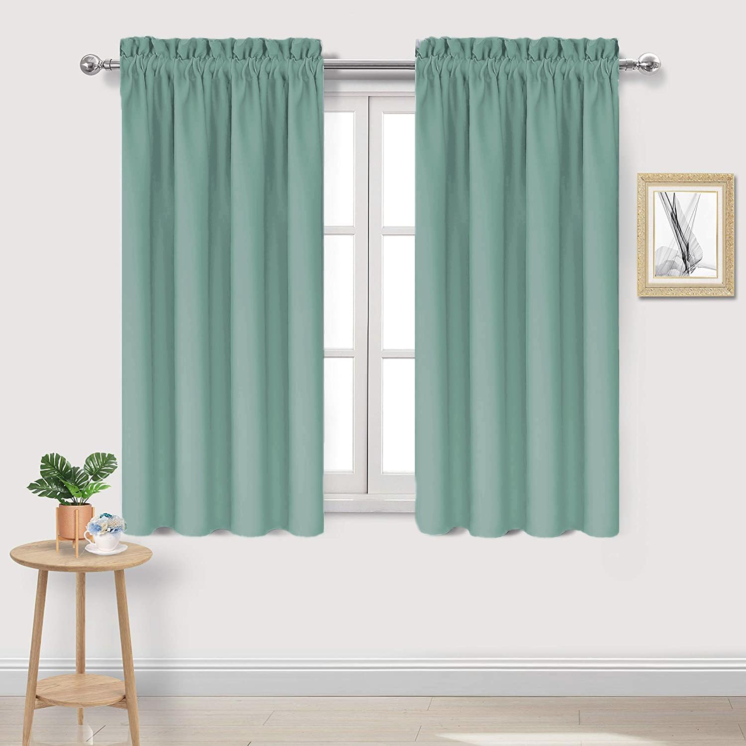 DWCN Blackout Curtains for Living Room Thermal Insulated, Energy Saving & Noise Reducing Bedroom Curtains, Sage Green, W 38x L 45 Inch…
