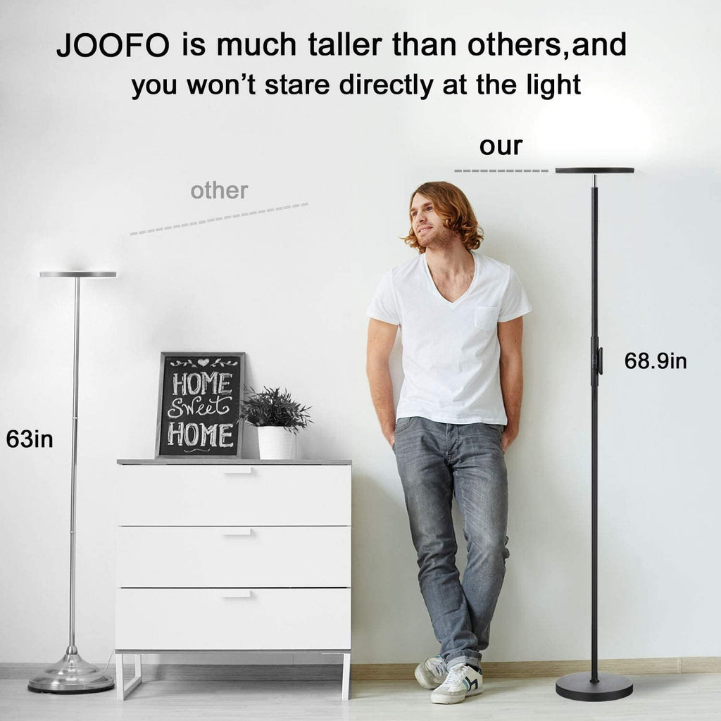 JOOFO Floor Lamp,30W/2400LM Sky LED Modern Torchiere 3 Color Temperatures Super Bright-Tall Standing Pole Light with Remote & Touch…