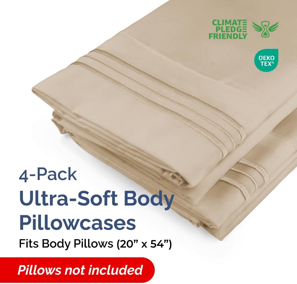 Body Pillowcases Set of 4-20x54 Long Body Pillow Case - Soft Body Pillow Cover for Sleeping & Side Sleepers - Comfy, Cozy Breathable &…