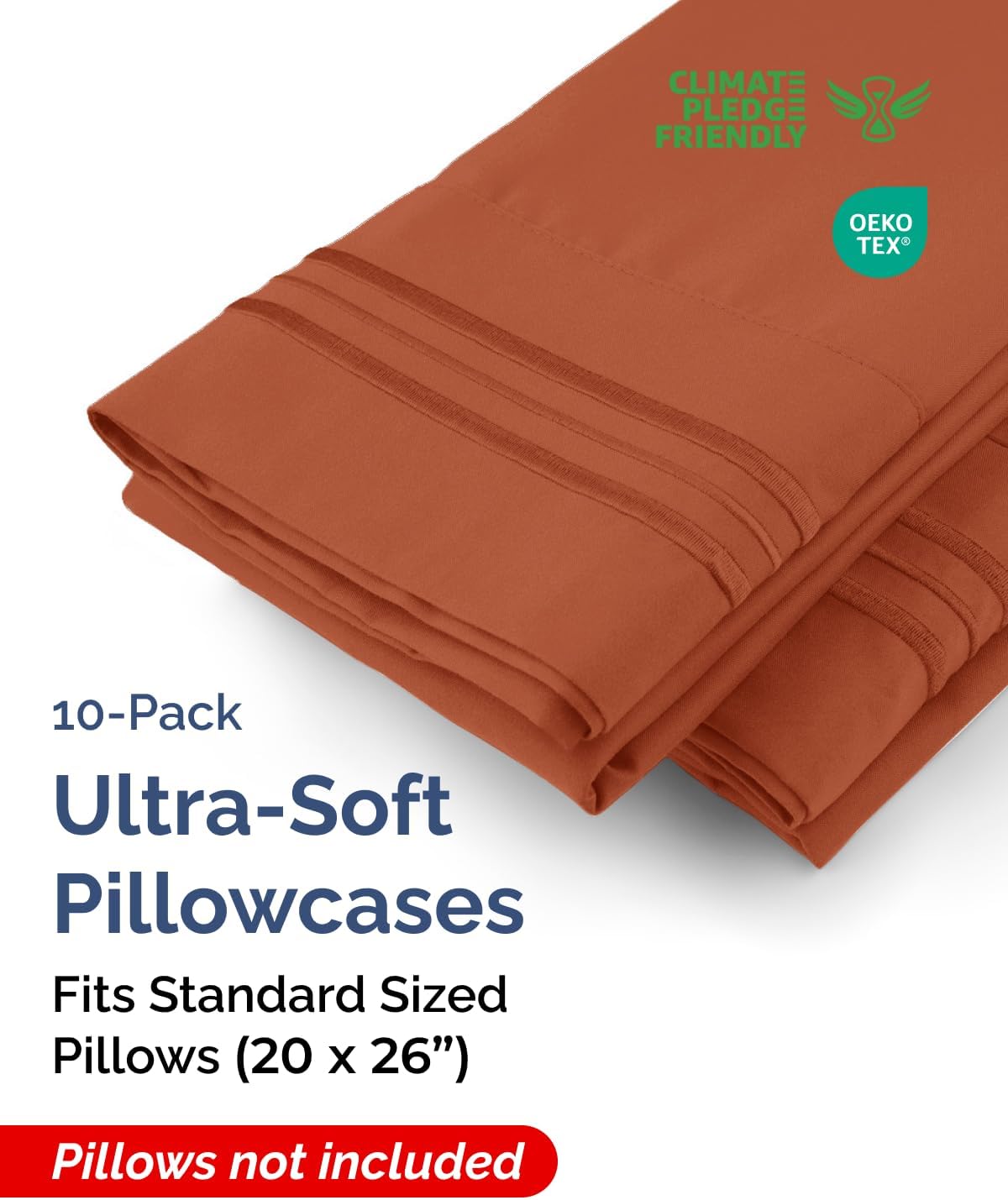 Standard Pillow Cases Set of 10 - Ultra Soft Hotel Quality Pillowcase Covers - Comfy & Wrinkle Free - Shrink & Fade Resistant - Machine…