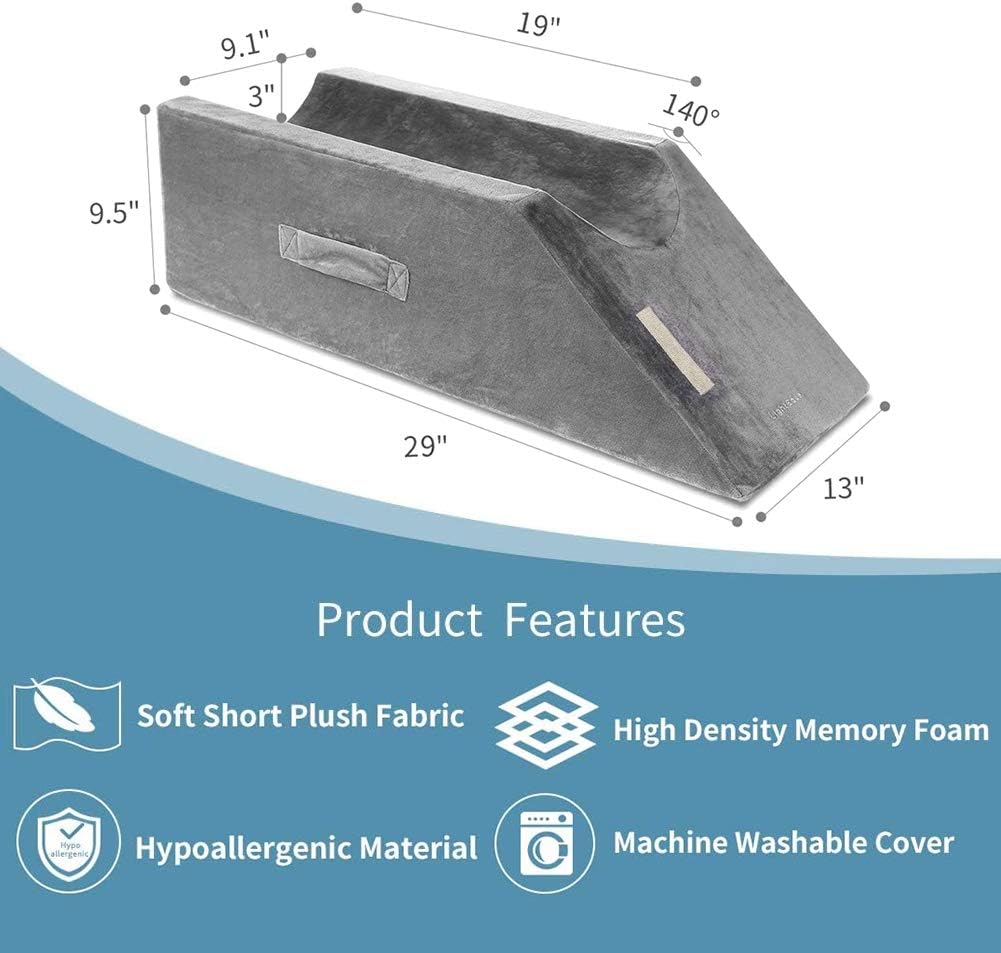 LightEase Memory Foam Leg Support and Elevation Pillow w/Dual Handles for Surgery, Injury, or Rest