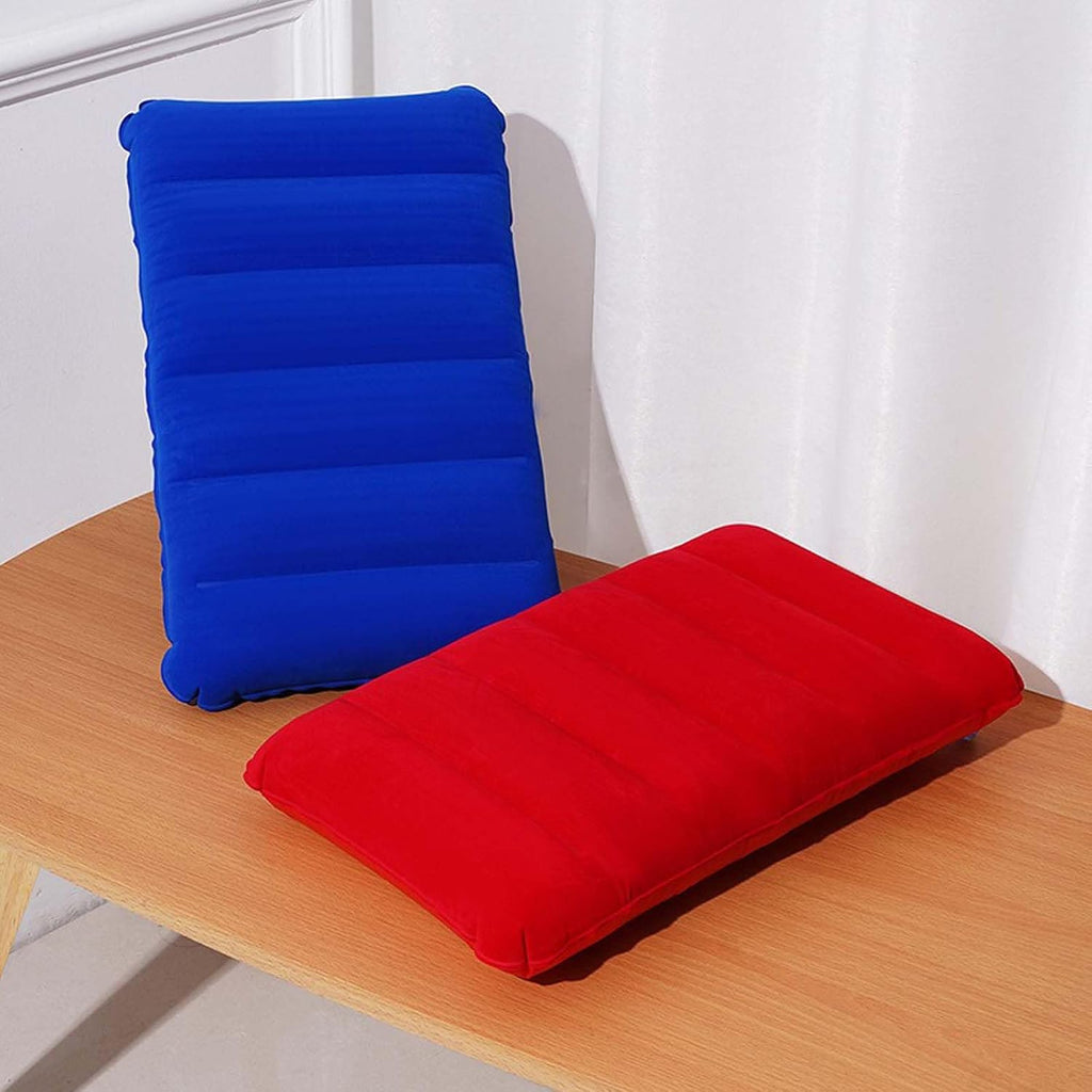 4Pack Ultralight Inflatable Travel Pillow, Small Squared Flocked Fabric Air Pillow for Traveling, Holiday Trip, Hiking…