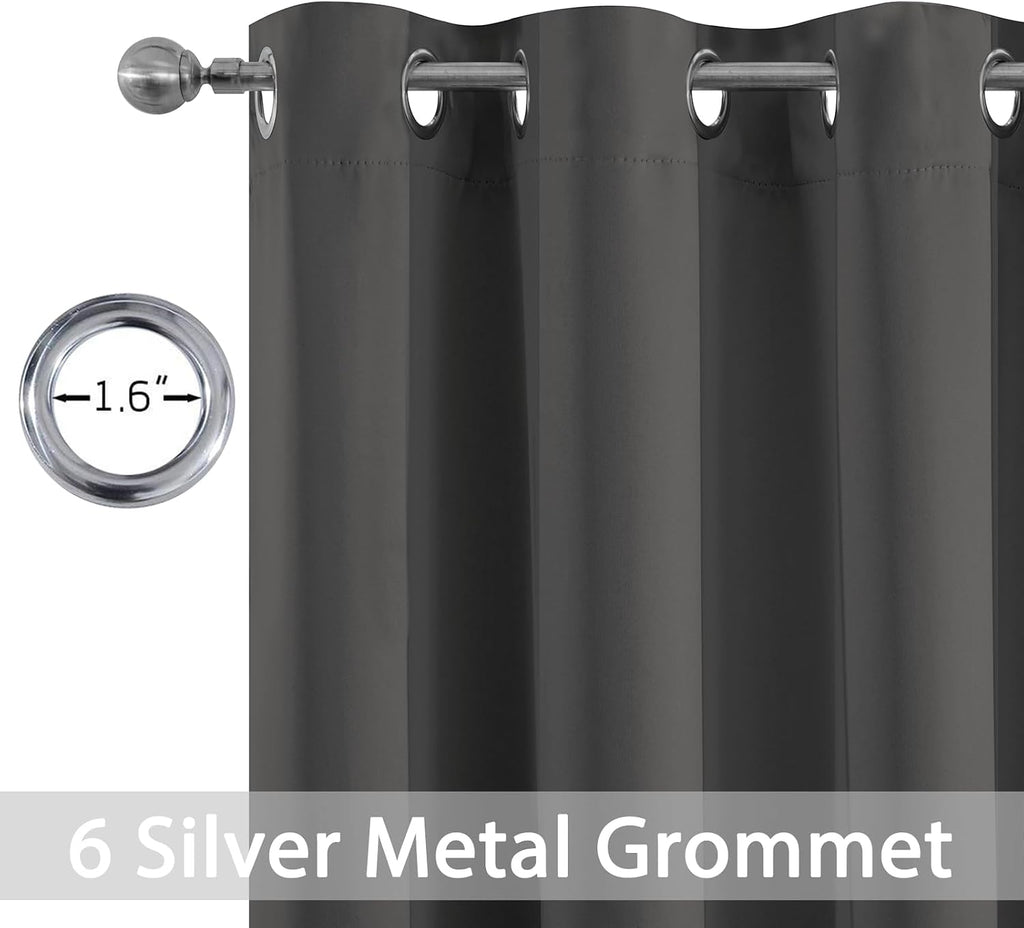 Yakamok Blackout Grey Curtains for Bedroom/Living Room Thermal Insulated, 38" Wide x 63" Long Each Panel, Grommet Top (Set of 2 Panels…