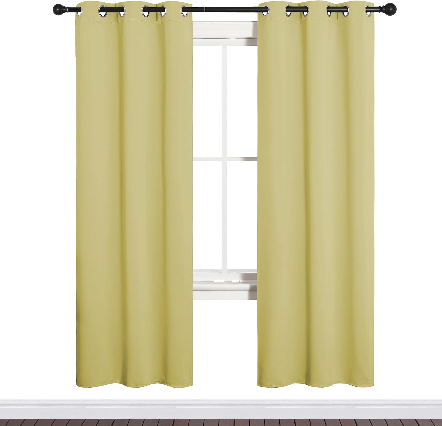 NICETOWN Bedroom Curtain Panels Blackout Draperies, Thermal Insulated Solid Grommet Blackout Curtains/Drapes (Paler Yellow, 1 Pair, 34 by…