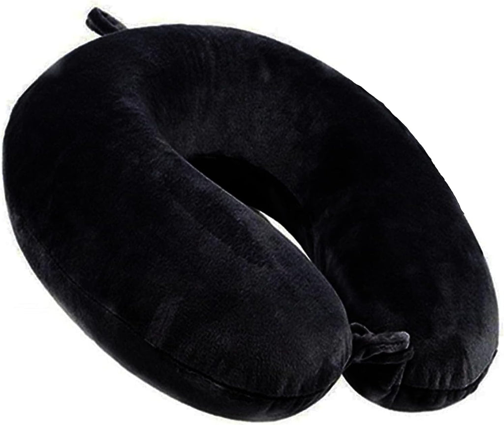 Travel Neck Pillow - 100% Memory Foam Support Pillow for Aiplanes Cars Home Use Office USC and Provides Neck Support (Black)