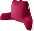 Reading Pillow with Adjustable Memory Foam, Adult Backrest with Arms, Back Pillow for Sitting in Bed with Washable Cover- Large, Red