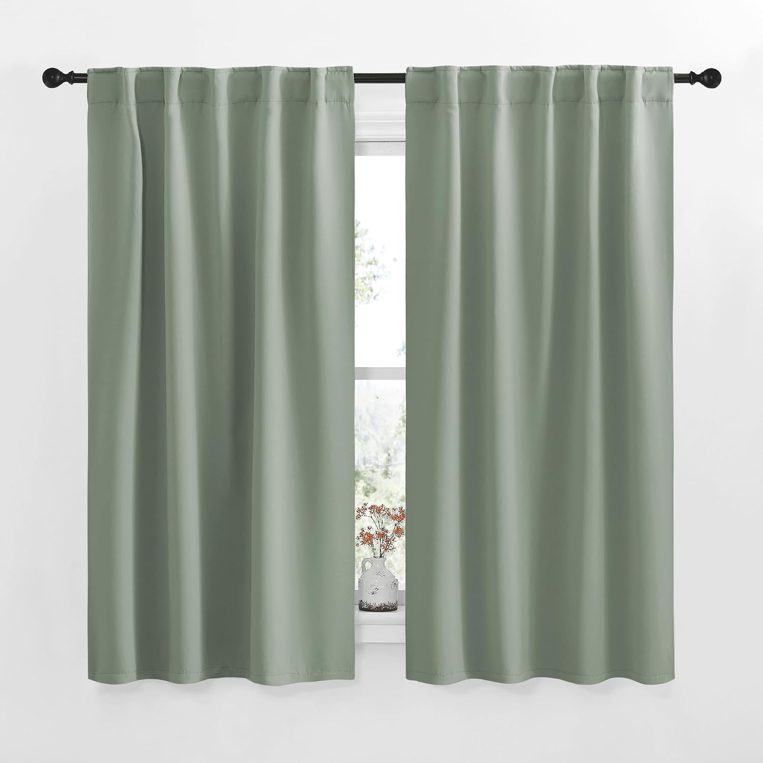 NICETOWN RV Curtains for Camper Windows - (Greyish Green Color) 34x54 Inch, 2 Panels Set, Thermal Insulated Room Darkening Blackout…