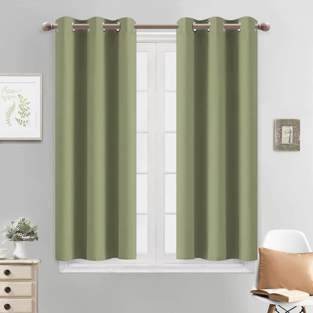Yakamok Light Blocking Window Blackout Curtains Thermal Insulated Room Darkening Drapes for Bedroom, Solid Grommet Top Window Panels…