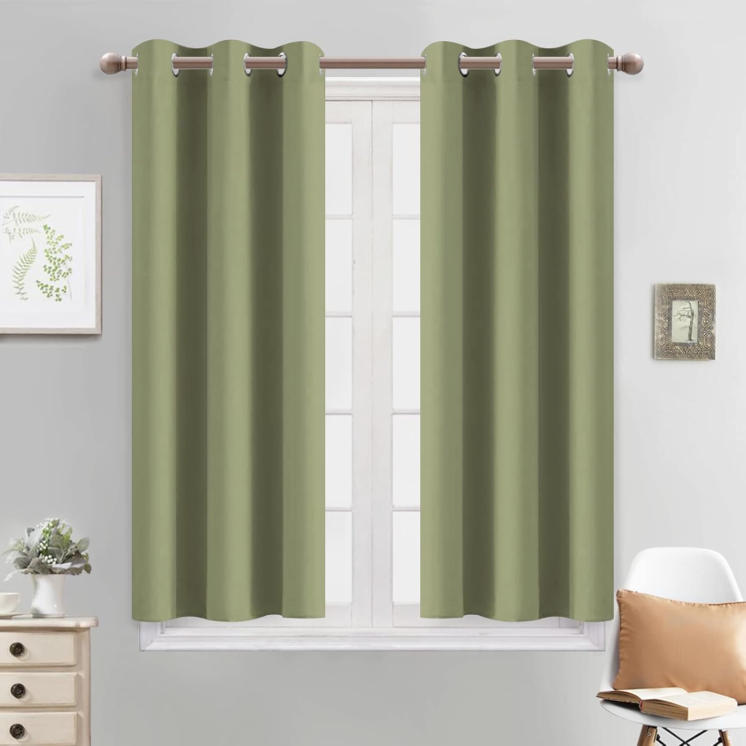 Yakamok Light Blocking Window Blackout Curtains Thermal Insulated Room Darkening Drapes for Bedroom, Solid Grommet Top Window Panels…