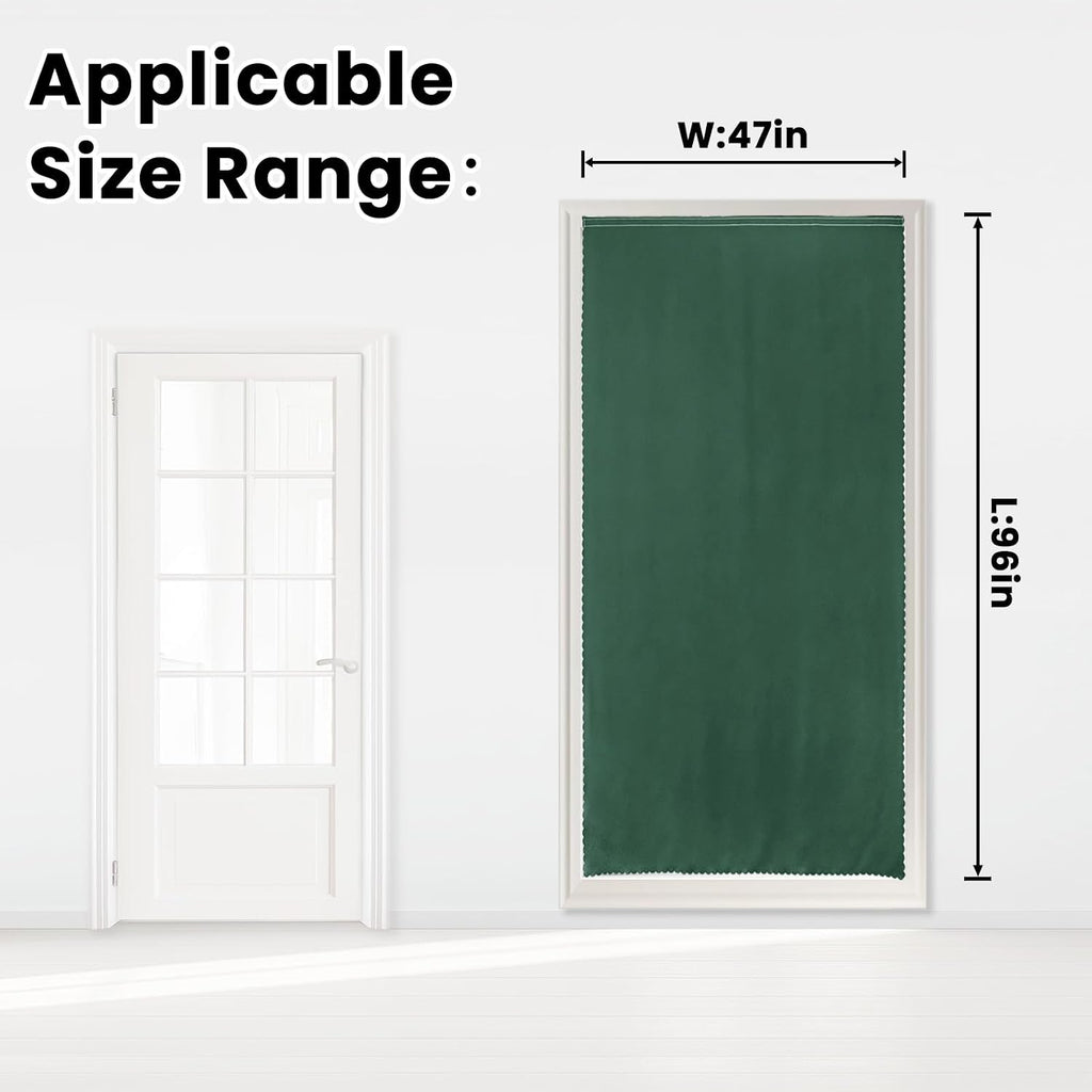 Blackout Curtains for Bedroom Sticky Curtain Blackout Window Cover Self Adhesive Curtains Rod No Drillng, 47" W X 96" L, Dark Green, 1 Panel