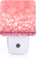 Pink Glitter Night Light, Plug Into Wall for Boys Girls Bedroom Decorative Square Night Light Lamp 0.5w Sleep Friendly