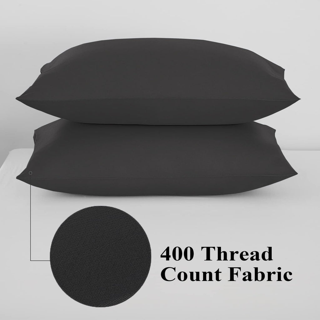 ShunjieHome 100% Egyptian Cotton Queen Pillow Protectors Set of 4, 400 Thread Count Sateen Weave Cooling Pillowcase, easy maintenance…
