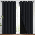 Yakamok 100% Blackout Curtains for Bedroom, 2 Thick Layers Thermal Insulated Grommet Total Blackout Drapes with Black Liner for Living Room…