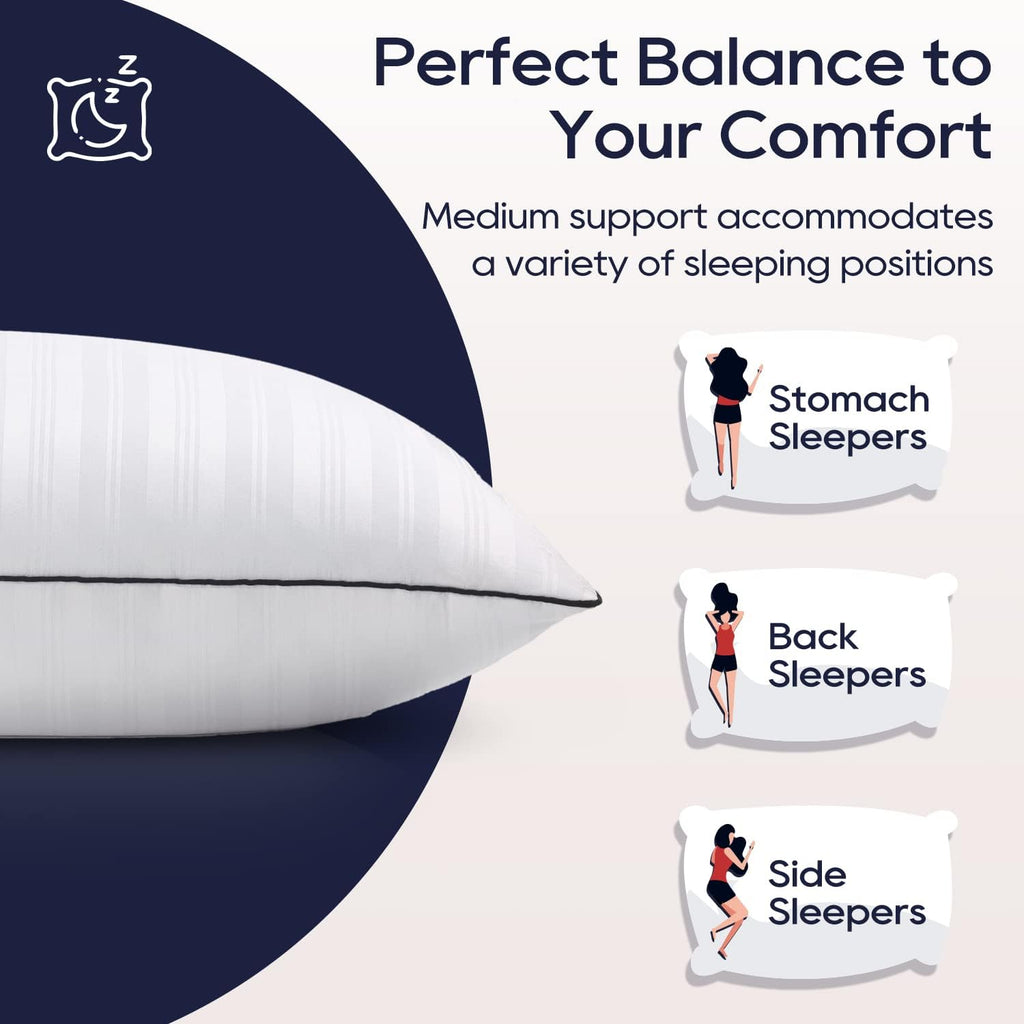 Downluxe Bed Pillows Queen Size Set of 2 - Hotel Collection Soft Down Alternative Pillows for Sleeping, Perfect for Side, Back and Stomach…