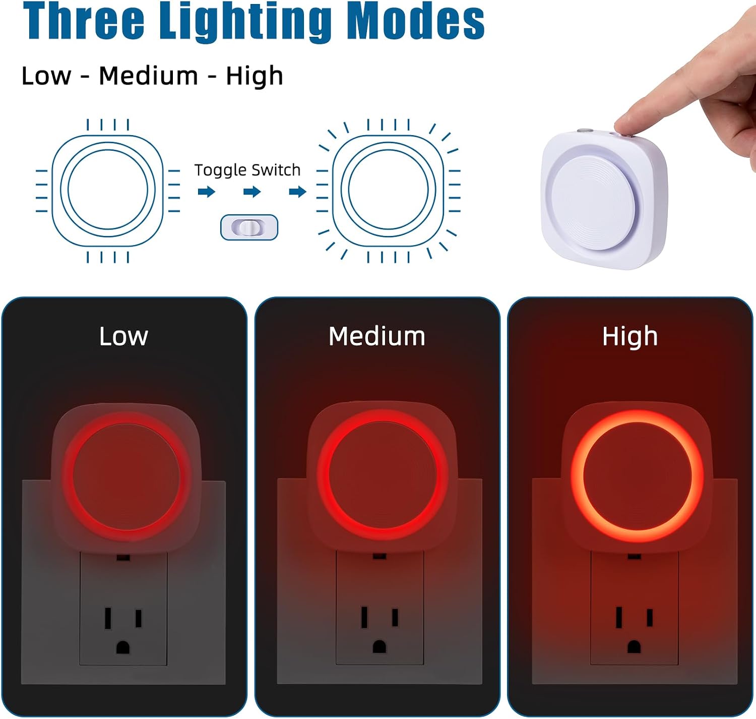 Red Night Lights Plug into Wall, 4 Packs Dimmable Night Light with Dust to Dawn Sensor, Automatically Turn on and Off, Gentle Glow…