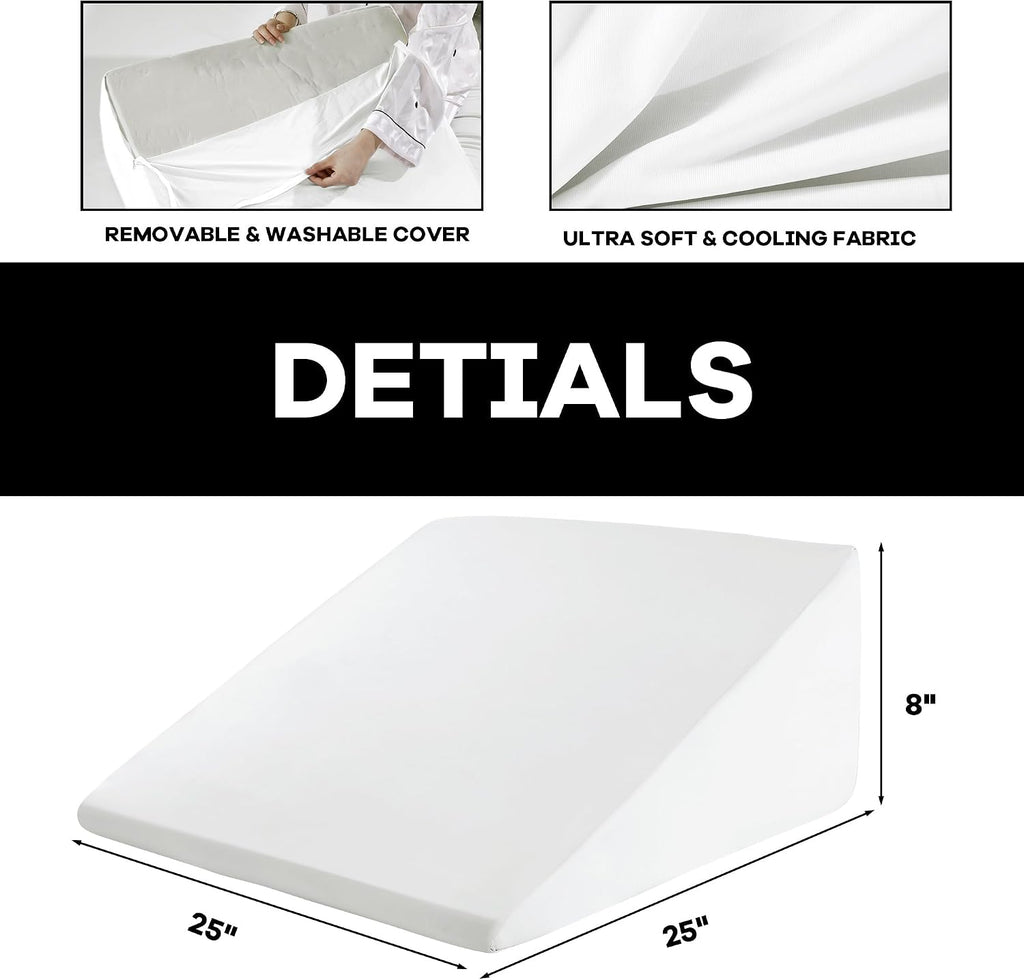 HOMBYS Cooling Bed Wedge Pillow Cover Q-max 0.4 Cool Pillowcases Super Soft & Skin-Friendly with Zipper Design, Removable & Machine…
