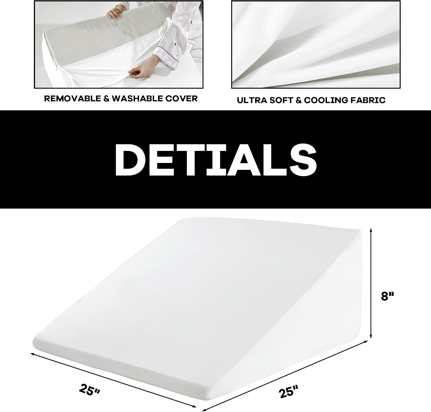 HOMBYS Cooling Bed Wedge Pillow Cover Q-max 0.4 Cool Pillowcases Super Soft & Skin-Friendly with Zipper Design, Removable & Machine…