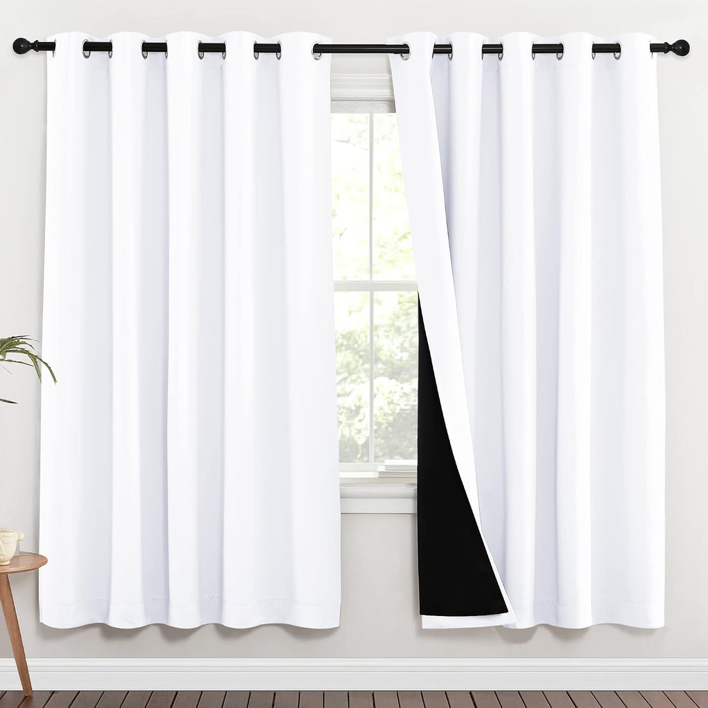 Nicetown 100% Blackout Window Curtain Panels, Full Light Blocking Drapes with Black Liner for Nursery, 72-inch Drop Thermal Insulated Drape…