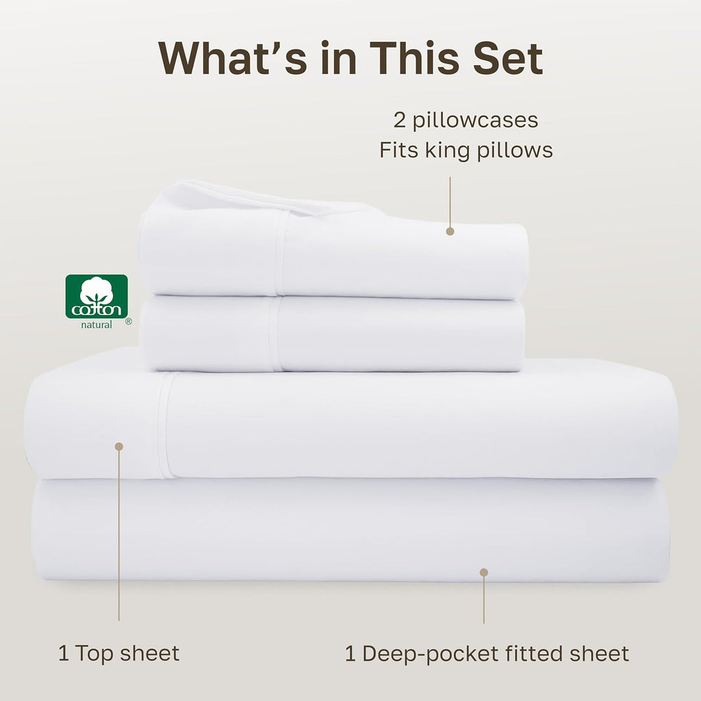 CaliforniaDesignDen California Design Den Soft 100% Cotton Cal King Sheet Set, 400 TC Good Housekeeping Award Winner, Silky Smooth Sateen W…