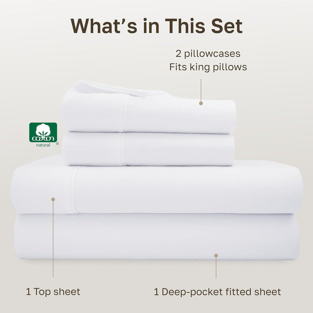 CaliforniaDesignDen California Design Den Soft 100% Cotton King Sheet Set, 400 Thread Count Good Housekeeping Award Winner, Silky Smooth Sa…