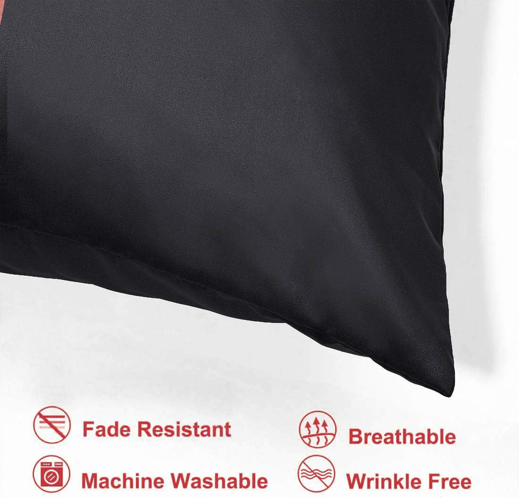 uxcell Standard Satin Pillowcase with Zipper, Super Soft and Luxury, Silky Pillow Cases Covers Set of 2, 21"x27", Black