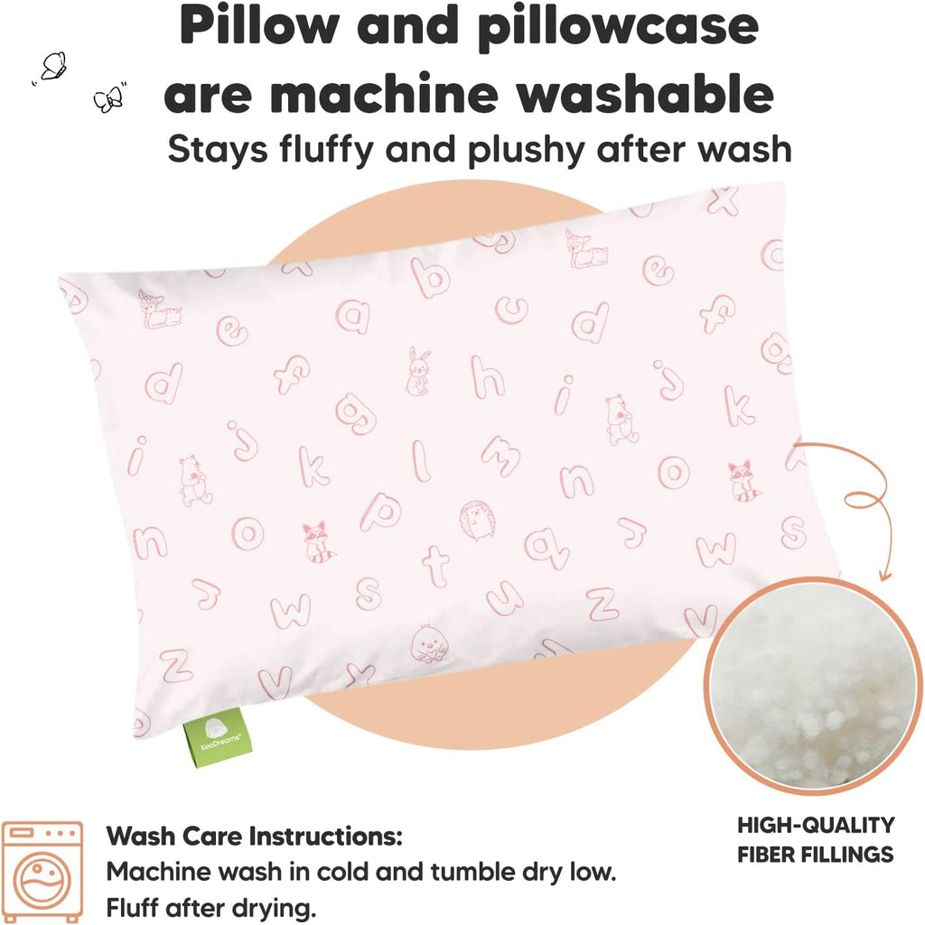 Toddler Pillow with Pillowcase - 13x18 My Little Dreamy Kids Travel Bed Pillows for Sleeping, Organic Cotton Small Pillowcase, Soft &…