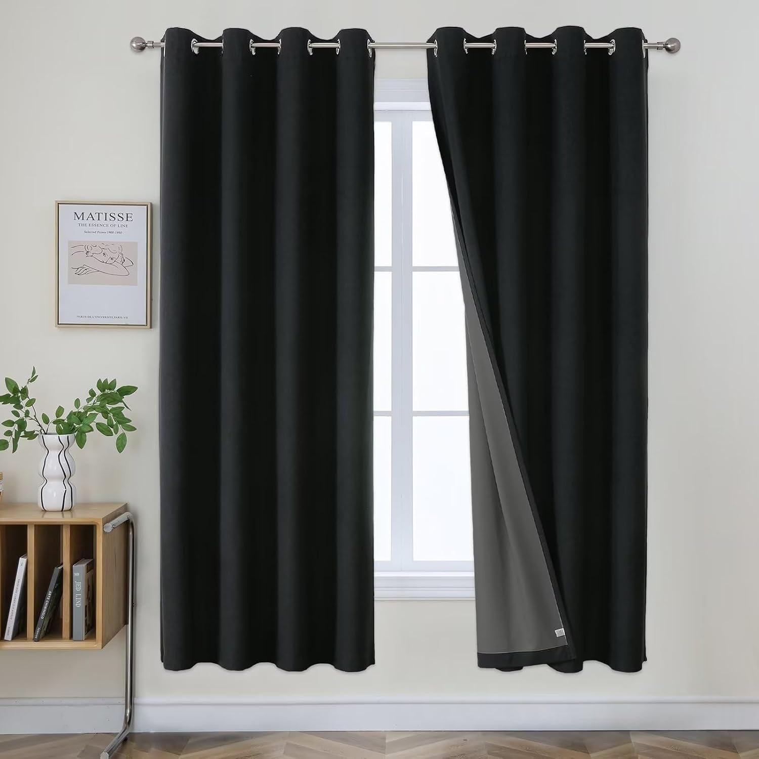 Joydeco Blackout Curtains 72 Inches Long 2 Panels Burg, Room Darkening Curtains for Bedroom, 100% Black Out Textured Thermal Drapes Privacy…