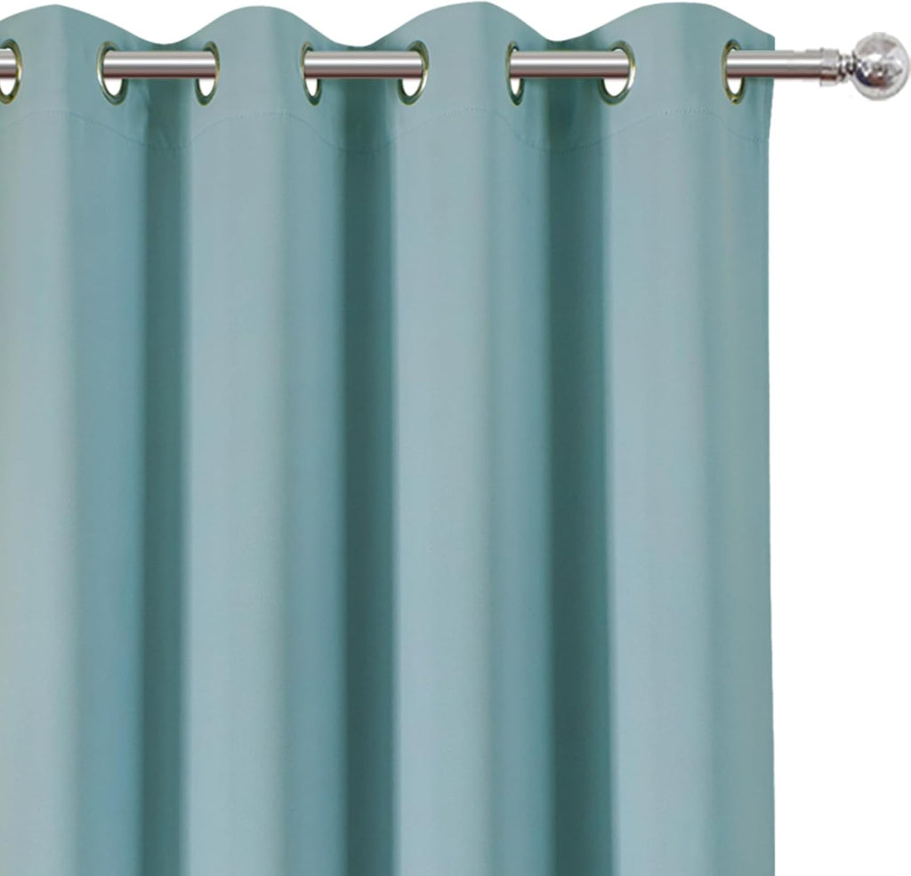 Lemomo Stone Blue Thermal Blackout Curtains/52 x 72 Inch/Set of 2 Panels Room Darkening Curtains for Bedroom 72 Inch Blue