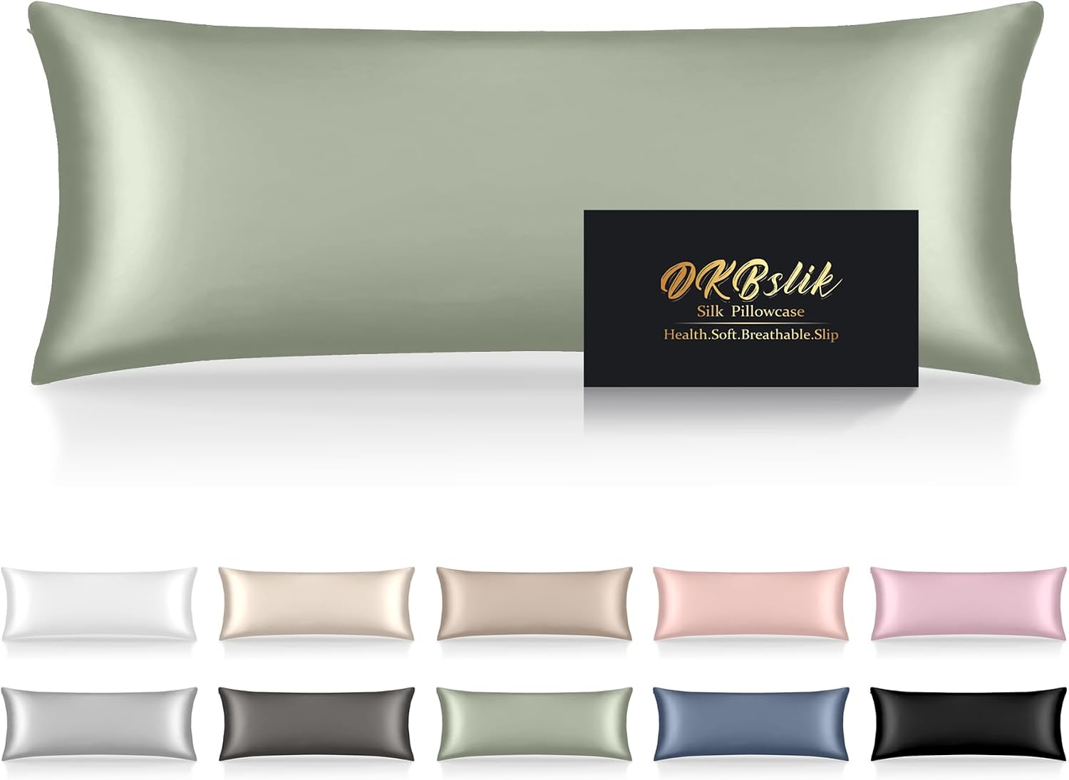 Home Silk Body Pillow Cases, Mulberry Silk Body Pillow Cover with Zipper, Smooth, Anti Acne, Cooling Sleep Both Sides Natural Silk Satin 20…