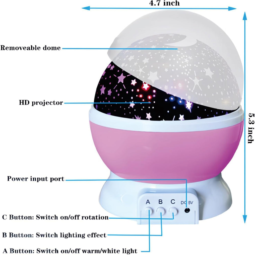 Kids Standard Star Projector Night Light | 360° Rotating LED Color Changing Star Lamp, Sleep Night Light for Bedroom & Nursery, Birthday…